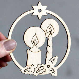 gravierte Kerzen in Baumkugel 9 x 8 cm Weihnachtskugel