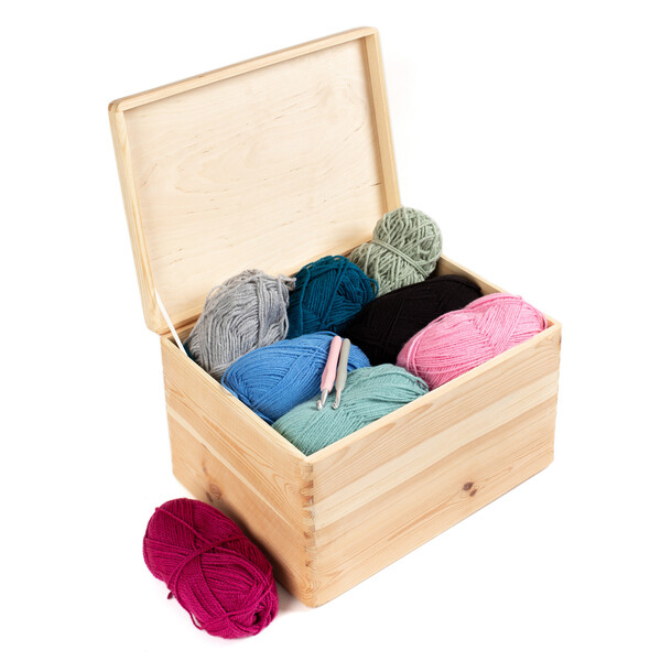 Spielzeugkiste 24 Liter aus Holz mit Deckel 40 x 30 x 24 cm