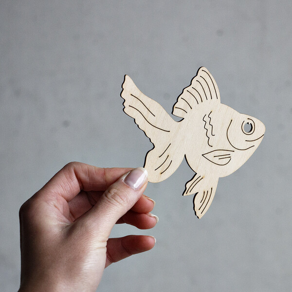 Holzfisch 10 x 10 cm Fisch Holz Decoupage Dekorationsfiguren