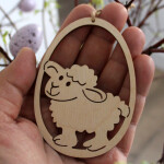 Schäfchen im Ei 10 x 7 cm Holz Osterdekoration