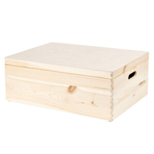 Große Holzkiste mit Deckel, 46 Liter,...