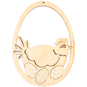 Osterei mit Huhn 10 x 7 cm, Osterstraußanhänger