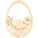 Osterei mit Huhn 10 x 7 cm, Osterstraußanhänger