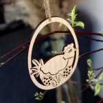 Osterei mit Huhn 10 x 7 cm, Osterstraußanhänger