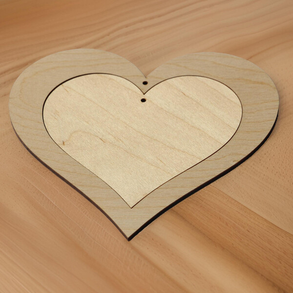 Herz in Herz aus Holz 2-er-Set
