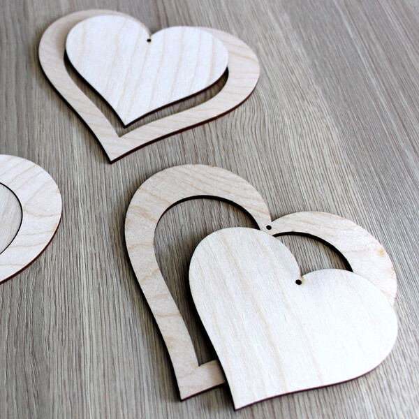 Herz in Herz aus Holz 2-er-Set