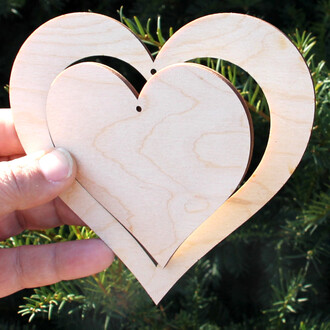 Herz in Herz aus Holz 2-er-Set