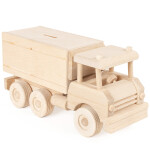 Holz-Lkw, große Sparbüchse als Spielzeugauto, 32 × 12 × 16 cm