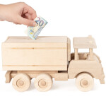 Holz-Lkw, große Sparbüchse als Spielzeugauto, 32 × 12 × 16 cm