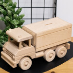 Holz-Lkw, große Sparbüchse als Spielzeugauto, 32 × 12 × 16 cm