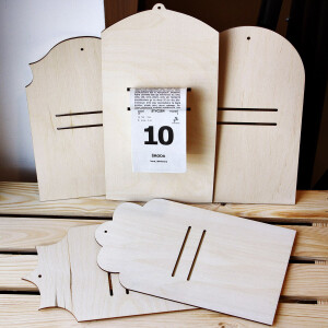 Papier- und Abreißkalender Halterung aus Holz