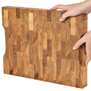Hackbrett aus Eichen Stirnholz 40 x 30 x 4 cm Schneidebrett