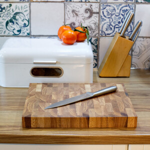 Hackbrett aus Eichen Stirnholz 40 x 30 x 4 cm Schneidebrett