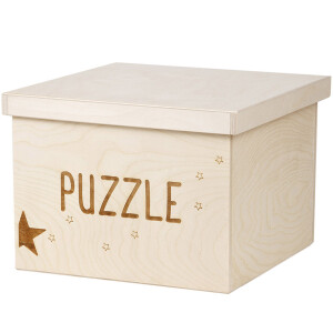 Holz Puzzlekiste 6 Liter Spielzeugkiste Deckel unbehandelt