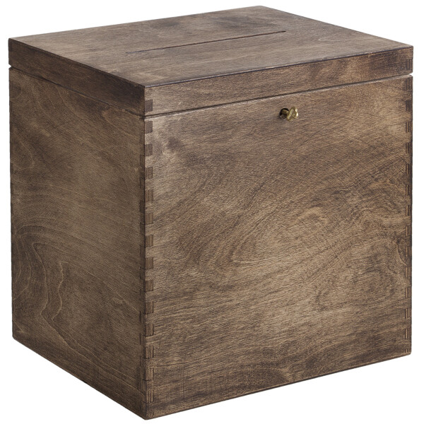 Briefbox in Eiche Dunkel, Wahlurne 17 Liter aus Holz, 25 × 29 × 30 cm