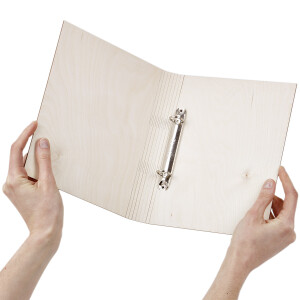 Holzmappe DIN A5, Ringbuch, Ordner aus Holz, 23 × 18 cm
