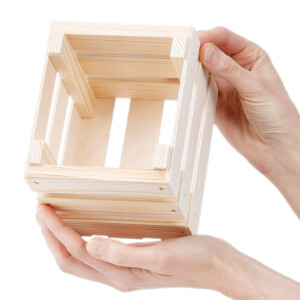 Quadratische Stiege aus Holz, 1,3-Liter-Holzkiste,...