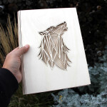 Holzordner, Wolf gelasert, Schnellhefter aus Holz, DIN A4