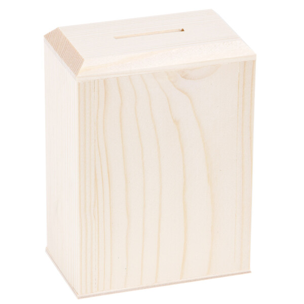 Sparbüchse Spardose 13 cm hoch aus Holz die Kinder Einwurfkiste