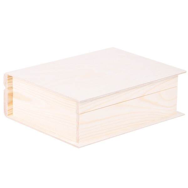 Große Buchschatulle aus Holz, 24 × 19 × 8 cm