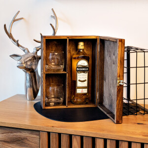 Geschenkkiste Eiche Dunkel für Flasche und Gläser