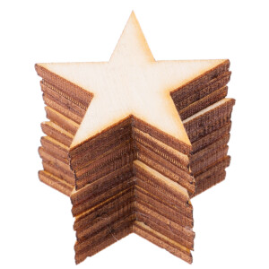 Geschenkanhänger Stern 4 x 4 cm aus Holz, Holzsterne