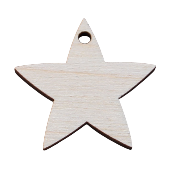 Stern mit Fädelloch 3 x 3 cm Holz