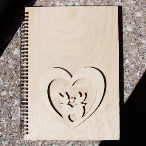 Holz Buch mit Ringmechanik 25 Blätter