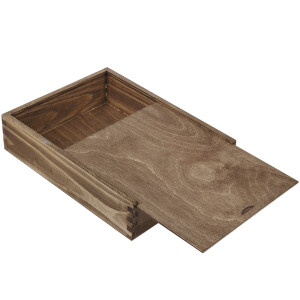 Holz Geschenkkiste Fotobox Eiche Dunkel Sammelbox 2,4 Liter Holzkiste 21 x 28 x 6 cm