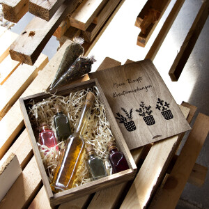 Holz Geschenkkiste Fotobox Eiche Dunkel Sammelbox 2,4 Liter Holzkiste 21 x 28 x 6 cm