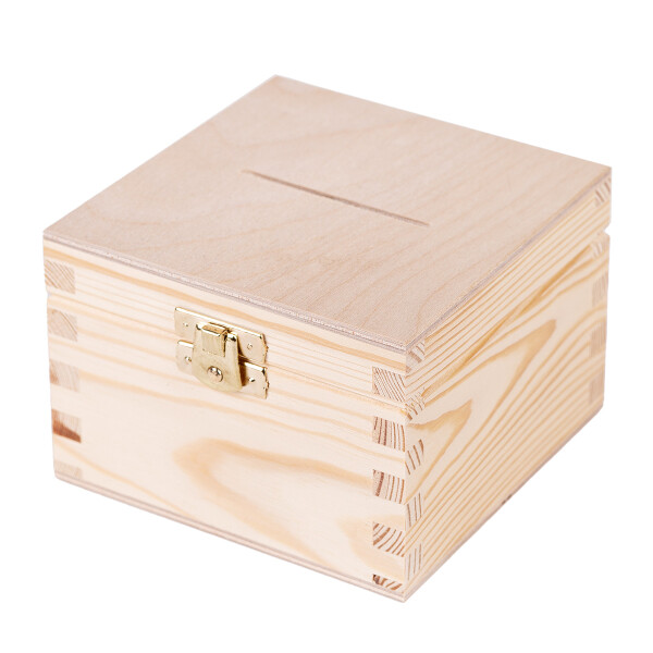 Holz Spardose Geldbox Sparbüchse 12 x 12 x 8 cm