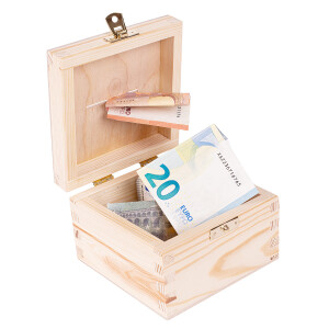 Holz Spardose Geldbox Sparbüchse 12 x 12 x 8 cm