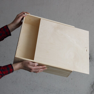 Wooden box 8.7 litres chest for photos , chest for album 35,5 cm, container with a sliding lid, casket for collection Wooden box 8.7 litres chest for photos , chest for album 35,5 cm, container with a sliding lid, casket for collection