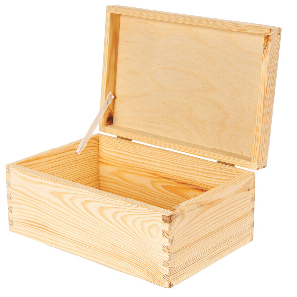 Vollholz-Kiste, Holzkiste mit Deckel, 30 × 20 × 14 cm