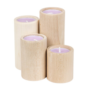 Runde Holz Teelichthalter im 4er-Set als Adventskranz