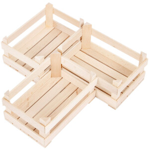 Ministiege aus Holz, 12,5 x 8,5 cm, Miniatur-Obststiege